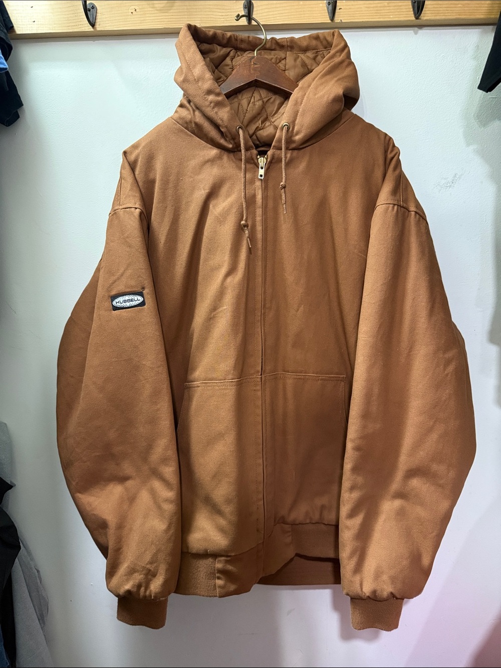 Men's Brown Insulated Hooded Zip Jacket